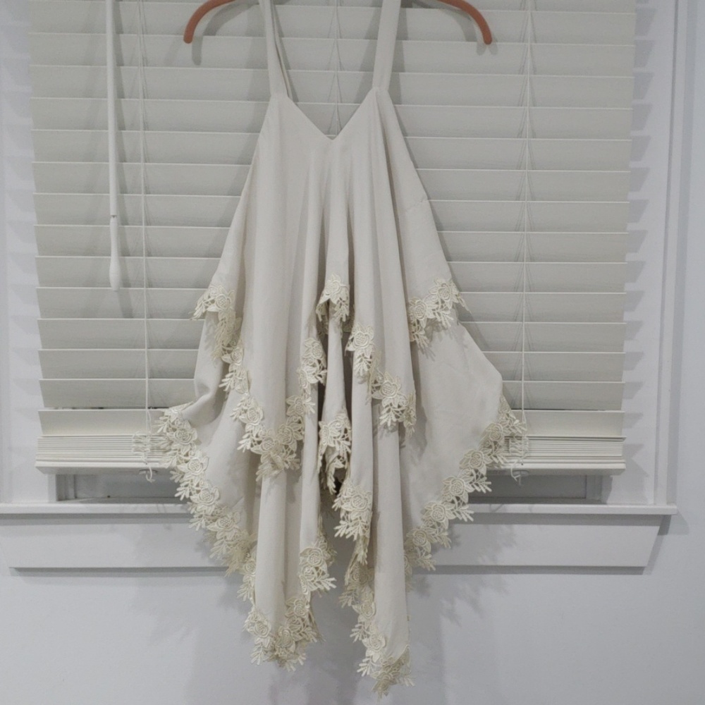 Tank tunic layered with lace edge